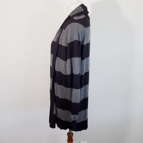 Joie Black & Gray Striped Open Front Cardigan Size Small - Picture 3 of 6